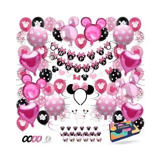 Fissaly Minnie Thema Verjaardag Versiering – Ballonnen & Slingers Feest Decoratie – Kinderfeestje