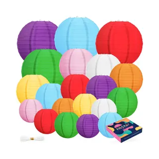 Fissaly 20 Stuks Gekleurde Lampionnen Feest Versiering – Decoratie Slinger – Leuk Voor Happy Birthday Verjaardag, Kinderfeestje, Themafeest, Neon