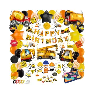 Fissaly® Bouwvoertuigen Verjaardag Decoratie Set - Themafeest Jongen - 106 Stuks