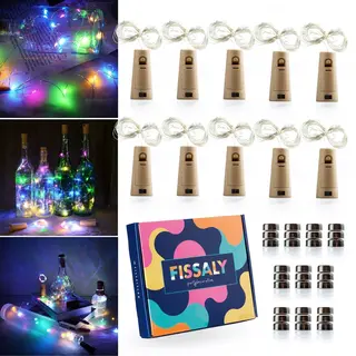 Fissaly 10 Stuks Gekleurde Led Kurk Flesverlichting Decoratie Incl. Batterijen – Feestverlichting & Sfeerlampen - Bottle Light Verlichting -