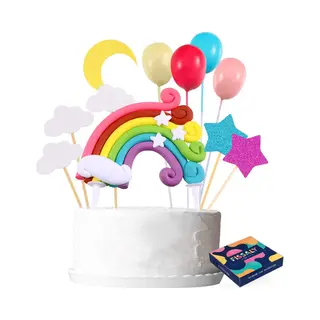 Fissaly® 15 Stuks Regenboog Happy Birthday Taarttopper & Caketopper Set – Taartversiering – Decoratie Topper