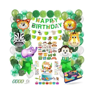 Fissaly 125 Stuks Jungle Thema Party Verjaardag Versiering Xxl Set - Safari Decoratie Kinderfeestje - Ballonnen