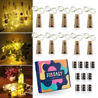 Fissaly 10 Stuks Led Kurk Flesverlichting Decoratie Incl. Batterijen – Feestverlichting & Sfeerlampen - Bottle Light Verlichting - Inclusief 60