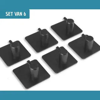 Vannons - Handdoekhaakjes Zelfklevend - Zelfklevende Haakjes - Set Van 6 Handdoekhaakjes - Rvs - Zwart