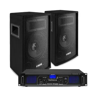 Geluidsinstallatie - Complete 500W Geluidsinstallatie Voor Huisfeestjes Of Beginnende Dj Met Twee Vonyx SL8 Speakers, Fenton FPL500 Digitale