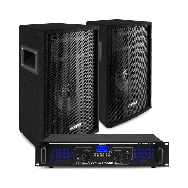 Vonyx Bluetooth Soundsystem, Lautsprecher Set Mit 2X 8-Lautsprechern (Vonyx SL8) + Bluetooth-Verstärker (Fenton FPL500) - Sofort Einsatzbereit, thumbnail