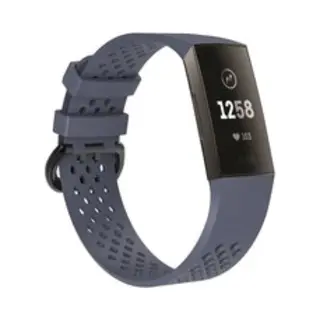 By Qubix Geschikt Voor Fitbit Charge 3 - Fitbit Charge 4 Sport Bandje - Maat, Large - Grijs-paars - Horlogeband - Smartwatchbandje