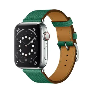 By Qubix Lederen Bandje - Groen - Geschikt Voor Apple Watch 38 Mm - 40 Mm - 41 Mm - 42 Mm - Compatible Apple Watch Bandje - Smartwatch Bandje -