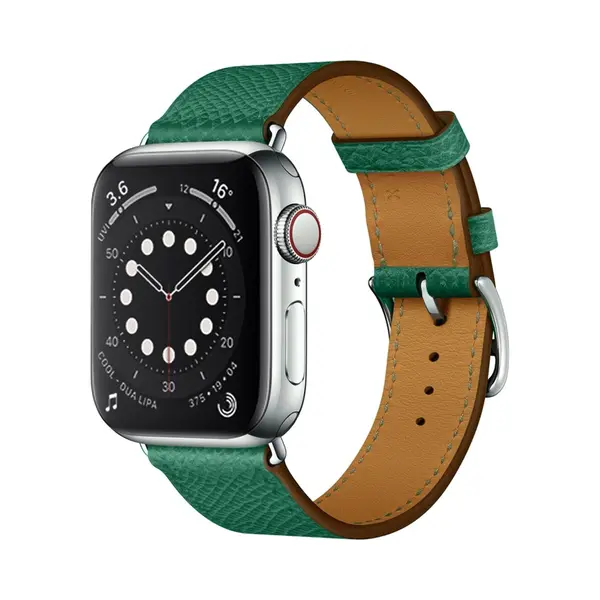 By Qubix Lederen Bandje - Groen - Geschikt Voor Apple Watch 38 Mm - 40 Mm - 41 Mm - 42 Mm - Compatible Apple Watch Bandje - Smartwatch Bandje - thumbnail