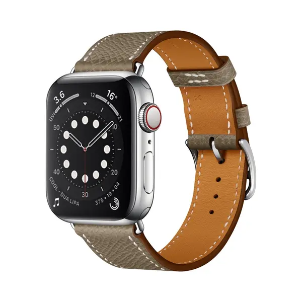 By Qubix Lederen Bandje - Bruin - Geschikt Voor Apple Watch 44 Mm - 45 Mm - 46 Mm - 49 Mm (Ultra 1, 2 En 3) - Compatible Apple Watch Bandje - thumbnail