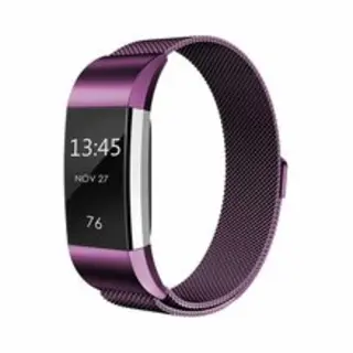 By Qubix - Geschikt Voor Fitbit Charge 2 Milanese Bandje - Maat, Small - Paars - Horlogeband - Smartwatchbandje