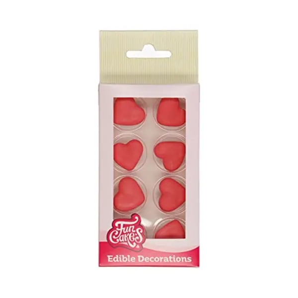 FunCakes Sugar Decorations Heart Red, Ready To Use For Cake Decoration, Perfect For Cupcakes, Muffins And More, Glutenfree Certified, Set/8 thumbnail