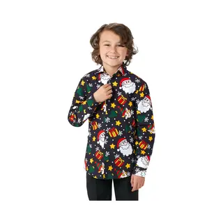 Suitmeister Santa Elves Black - Kids Kerst Overhemd - Kerst Shirt - Kerst - Zwart - Maat M