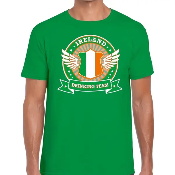 Bellatio Decorations Groen Ireland Drinking Team T-shirt Groen Heren - Ierland Kleding S thumbnail