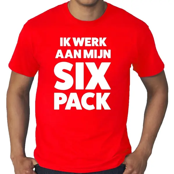 Bellatio Decorations Ik Werk Aan Mijn Six Pack Tekst T-shirt Rood Heren - Heren Shirt Ik Werk Aan Mijn Six Pack - Rood Kleding Xxl thumbnail