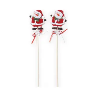 Inge-glas 2x Kerststukje Onderdelen Stekers Met Sneeuwpoppen 30 Cm - Kerststukjes Onderdelen
