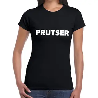 Bellatio Decorations Prutser Tekst T-shirt Zwart Dames - Dames Fun Tekst Shirt Zwart L