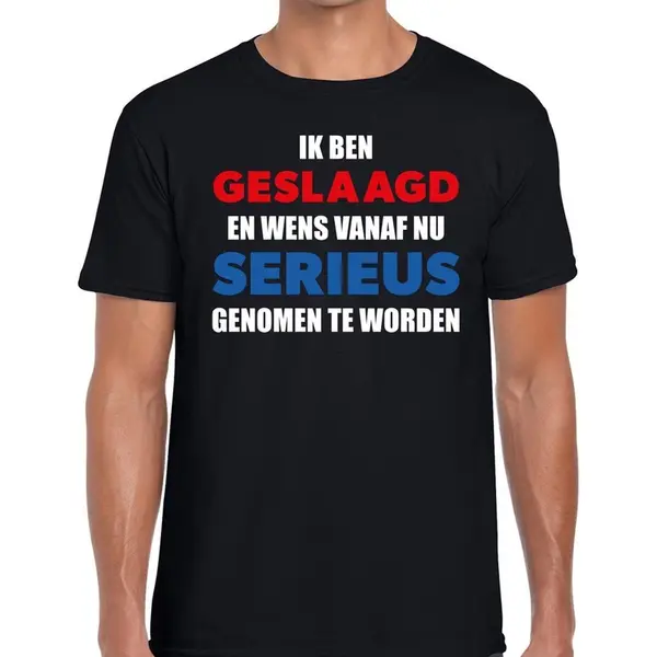Bellatio Decorations Ik Ben Geslaagd En Wens Vanaf Nu Serieus Genomen Te Worden T-shirt Zwart Heren - Geslaagd Kleding S thumbnail