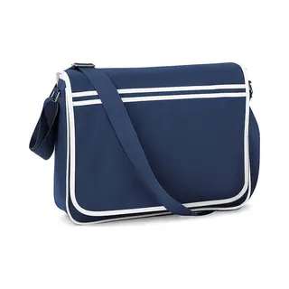 Bagbase Retro Schoudertas/aktetas - Donkerblauw/wit - 40x30x10 Cm - Volwassenen/kinderen - Schooltas/laptop Tas