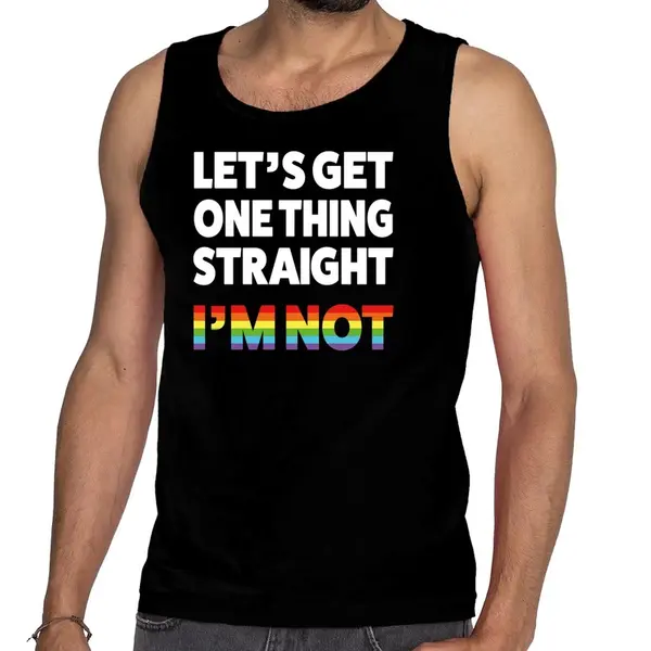 Bellatio Decorations Lets Get One Thing Straight - Gay Pride - Tanktop - Zwart - Heren - Mouwloos T-shirt - Kleding - Regenboog S thumbnail