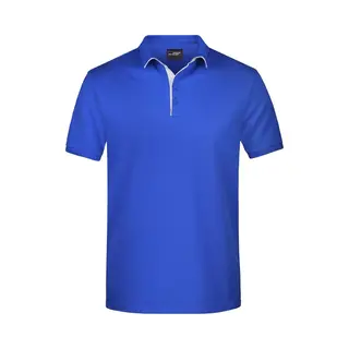 James & Nicholson Grote Maten Polo Shirt Golf Pro Premium Blauw/wit Voor Heren - Blauwe Plus Size Herenkleding - Werk/zakelijke Polo T-shirts 3XL