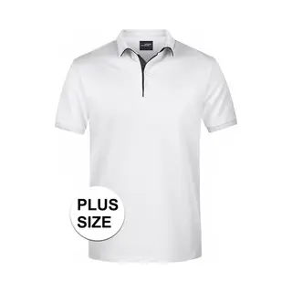 James & Nicholson Grote Maten Polo Shirt Golf Pro Premium Wit/zwart Voor Heren - Witte Plus Size Herenkleding - Werk/zakelijke Polo T-shirts 3XL