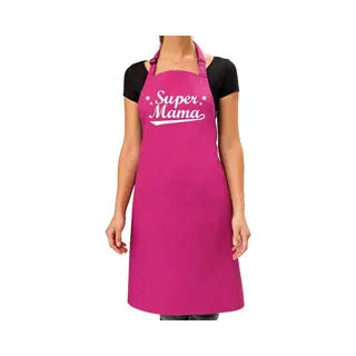 Bellatio Decorations Super Mama Cadeau Bbq/keuken Schort Roze Dames - Kado Schort Voor Mama's