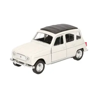 Goki Modelauto Renault 4 - Wit - 11 Cm - Schaalmodel Auto - Schaal 1, 34 - Pull-back Motor - Speelgoed