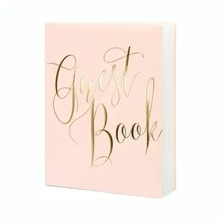 Gastenboek - Roze/goud - 20 X 25 Cm - 22 Blz - Bruiloft - Jumileum - Receptieboek - Trouwen - Huwelijk