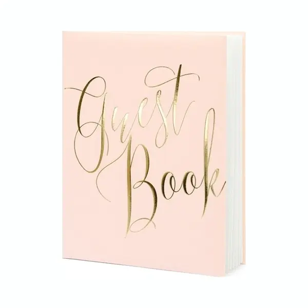 Gastenboek - Roze/goud - 20 X 25 Cm - 22 Blz - Bruiloft - Jumileum - Receptieboek - Trouwen - Huwelijk thumbnail