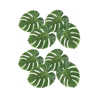 Hawaii Tropical Decoratie - 8x Stuks - Monstera Palm Bladeren - 15 X 35 Cm - Zomerse Versiering