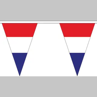 Nederland Vlaggenlijn - 5 Meter - 12 Puntvlaggetjes - Polyester - Tweezijdig Bedrukt