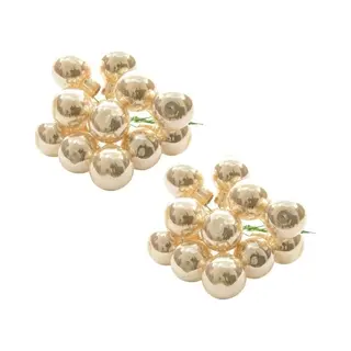 Decoris 20x Mini Glazen Kerstballen Kerststekers/instekertjes Parel 2 Cm - Parel Kerststukjes Kerstversieringen Glas