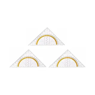 Stylex Geodriehoek - 3x - Met Liniaal En Gradenboog - Kunststof - 14 X 9 Cm - Wiskunde/school - Driehoek Lineaal