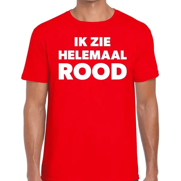 Bellatio Decorations Ik Zie Helemaal Rood - Tekst T-shirt - Rood - Voor Heren - Verkleedkleding - Kleuren Fun Xl thumbnail