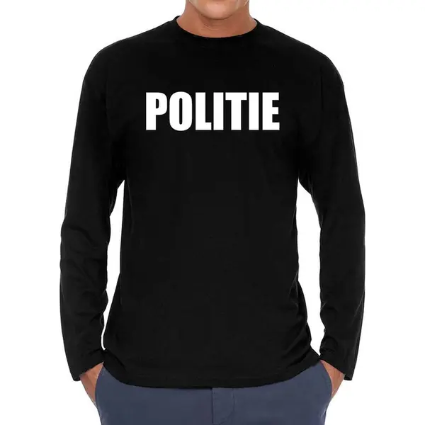 Bellatio Decorations Politie Long Sleeve T-shirt Zwart Heren - Zwart Politie Shirt Met Lange Mouwen Xl thumbnail