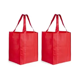 Boodschappen Tas/shopper Biggy - 2x - Rood - 38 X 33 X 25 Cm - Stevige Boodschappentassen/shopper Bag