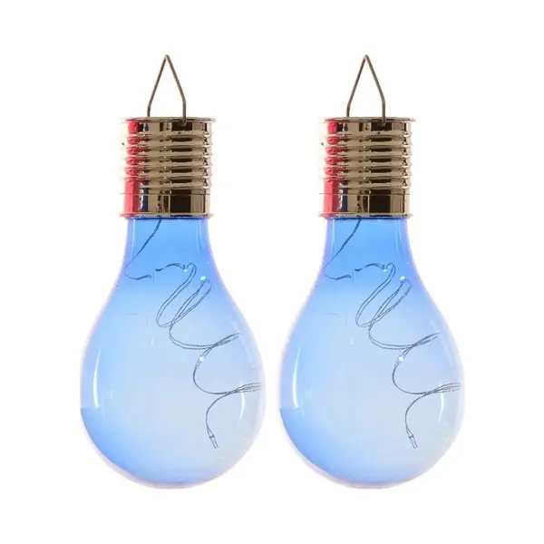 Lumineo 2x Buiten/tuin Led Blauw Lampbolletje/peertje Solar Verlichting 14 Cm - Tuinverlichting - Tuinlampen - Solarlampen Zonne-energie thumbnail