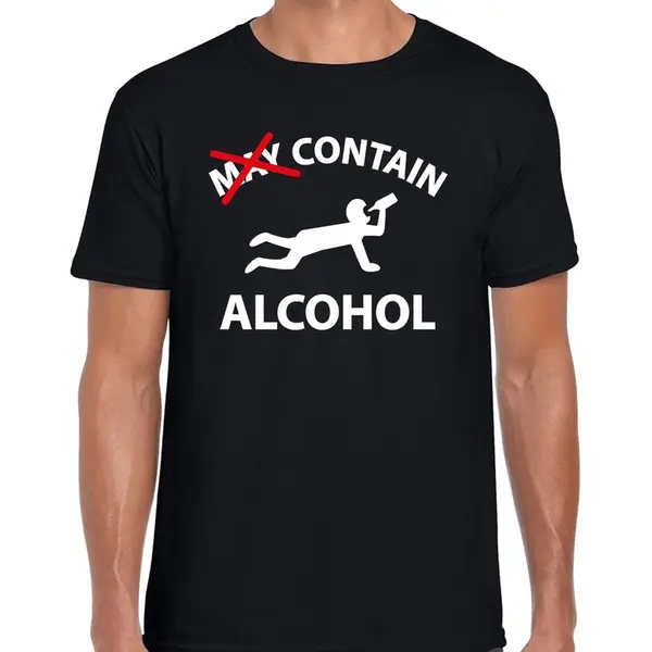 Bellatio Decorations May Contain Alcohol Drank Fun T-shirt Zwart Voor Heren - Drank Drink Shirt Kleding S thumbnail