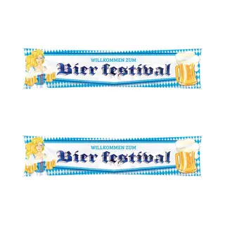 Folat 2x Oktoberfest/bierfeest Mega Vlaggen Met Blonde Dame 40 X 180 Cm - Feestartikelen Welkomstborden Versiering