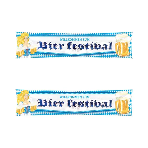 Folat 2x Oktoberfest/bierfeest Mega Vlaggen Met Blonde Dame 40 X 180 Cm - Feestartikelen Welkomstborden Versiering thumbnail