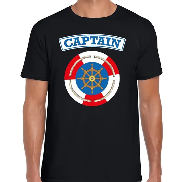 Bellatio Decorations Kapitein/captain Verkleed T-shirt Zwart Voor Heren - Maritiem Carnaval / Feest Shirt Kleding / Kostuum Xl thumbnail