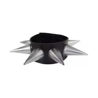 Funny Fashion Punker/rocker Armband - Zwart Met Zilveren Studs/spikes - Themafeest Verkleed Accessoires - Volwassenen