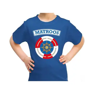Bellatio Decorations Matroos Verkleed T-shirt Blauw Voor Kids - Maritiem Carnaval / Feest Shirt Kleding / Kostuum / Kinderen 146/152