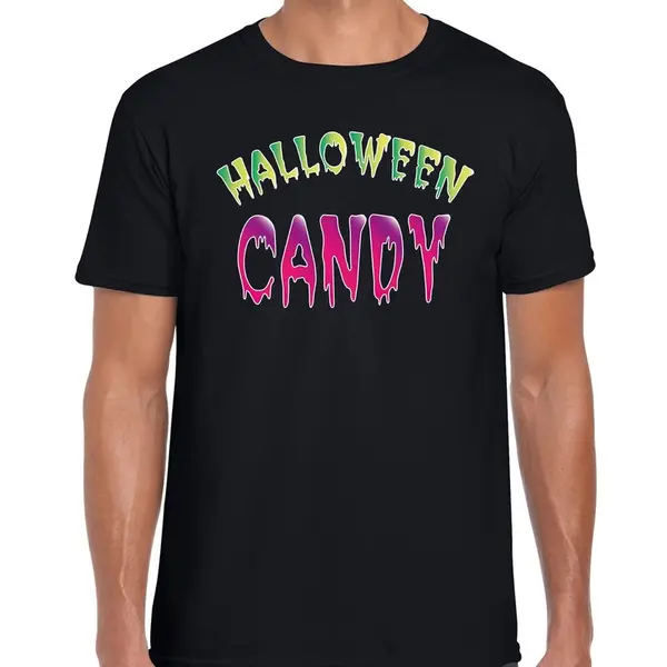 Bellatio Decorations Verkleed T-shirt - Halloween Candy - Zwart - Voor Heren - Verkleedshirt - Horror Shirt / Kleding / Kostuum M thumbnail