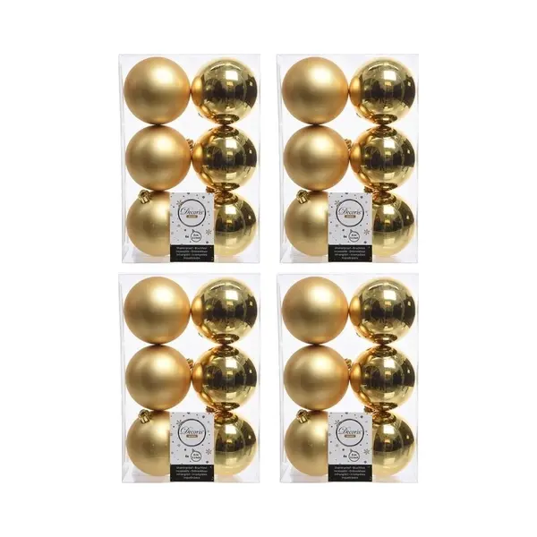 Decoris Kerstballen - 24x Stuks - Goud - Kunststof Mat/glans - 8 Cm thumbnail