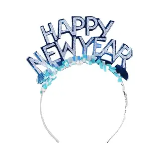 Haarband Happy New Year Blauw Voor Volwassenen - Diadeem Hoofdband Happy Newyear