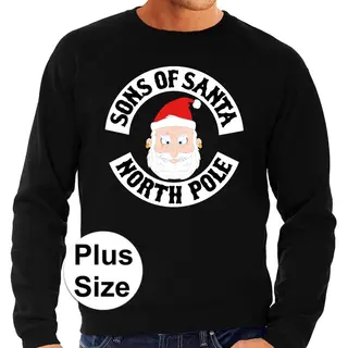 Bellatio Decorations Grote Maten Foute Kersttrui / Sweater - Sons Of Santa North Pole - Zwart Voor Heren - Plus Size Kerstkleding / Kerst Outfit Xxxl