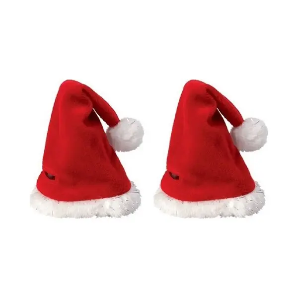 Mini Kerstmuts - 2x - Rood - 12 X 20 Cm - Polyester - Voor Knuffels/poppen thumbnail