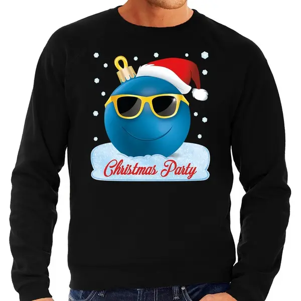 Bellatio Decorations Foute Kerst Trui - Sweater - Christmas Party - Zwart - Voor Heren - Kerstkleding / Kerst Outfit M thumbnail